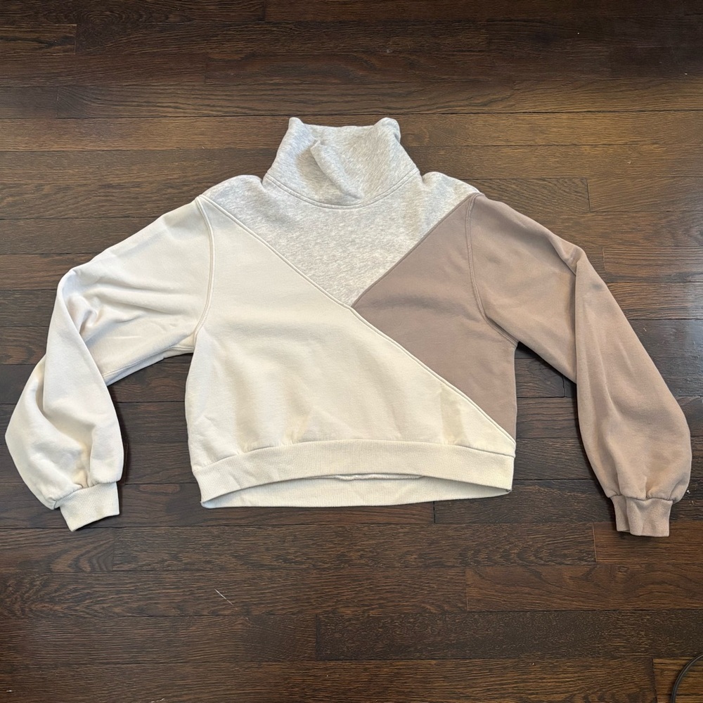 A&F Cropped Cotton Colorblock Sweater